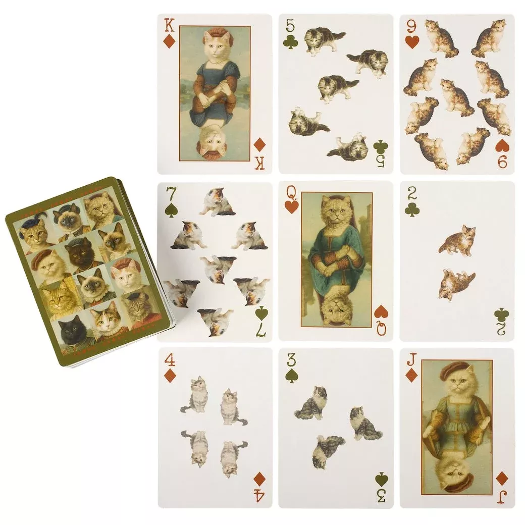54-Card Deck Playing Cards Vintage-Style Cat Portraits