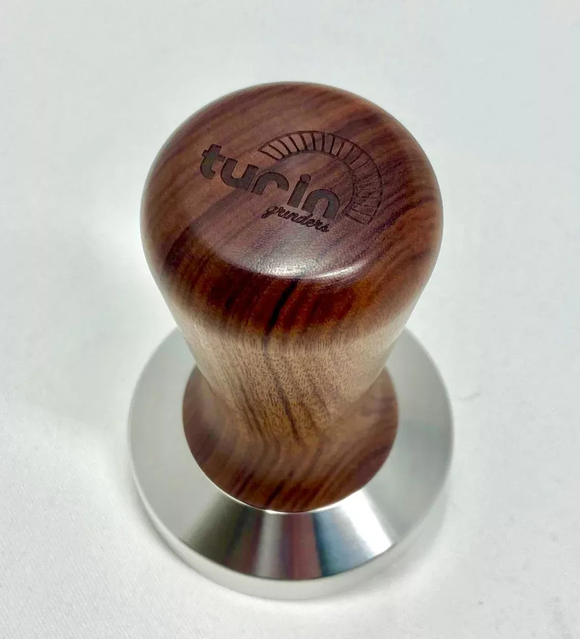 58mm Turin Branded Espresso Tamper - Wood Handle with Stainless Steel base