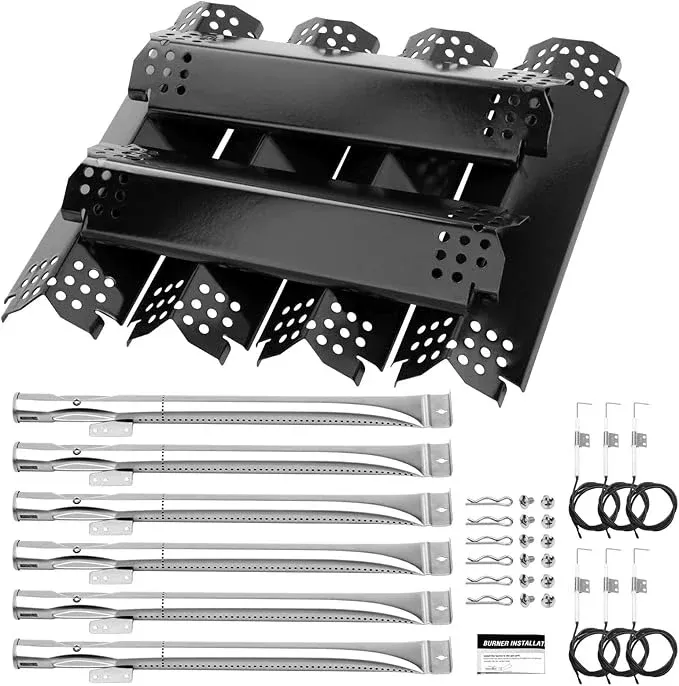 6 Burner Grill Replacement Parts for Nexgrill 720-0898,720-0896CA, Burner Replacement Part Kit for Nexgrill, Grill Flame Tamers & Igniters & 14.88" Burners Replacement for Nexgrill