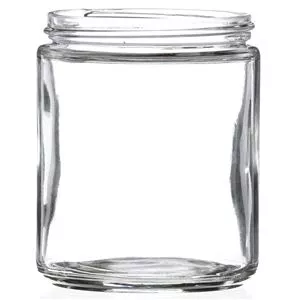 8 oz Clear Glass Straight Sided Jar 70 mm Lug Neck Finish, Round Base