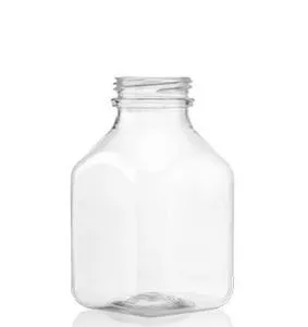 8 oz Clear PET Square Bottle 38 mm Neck Finish, DBJ, Square Base