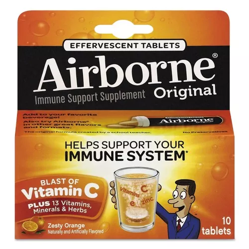 Airborne 47865-30004 Immune Support Effervescent Tablet - Zesty Orange