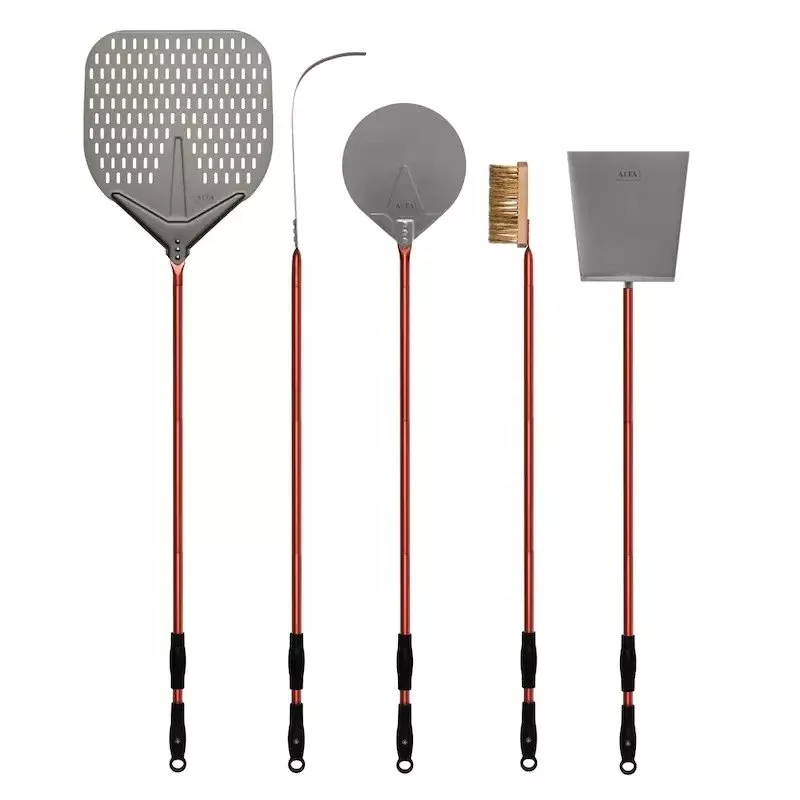 Alfa 48-Inch 5-Piece Pizza Peel Set - Red - AC-5PSET48RD