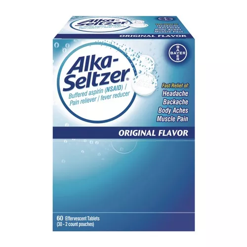 Alka-Seltzer 64038 Buffered Aspirin (NSAID) Tablets 2/Pack 30 Packs/Box