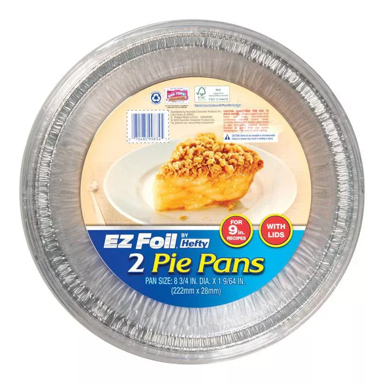 Aluminum Foil Pie Pan – 8.75" – 2 Pack + Lids