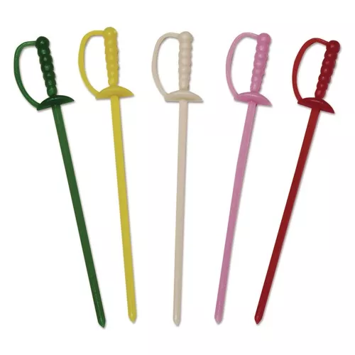 AmerCareRoyal RPP RP147 3.25 in. Plastic Sword Picks - Assorted Colors (10000/Carton)