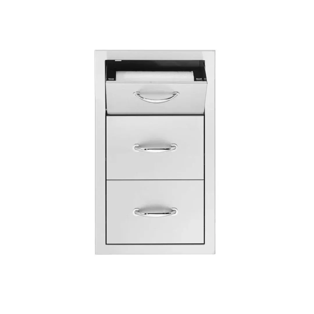 American Made Grills 15-Inch Stainless Steel Masonry Double Access Drawer With Paper Towel Holder