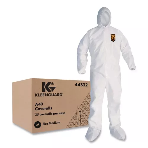 Ansell 44332 KleenGuard A40 Coveralls - Medium/White (25/Carton)