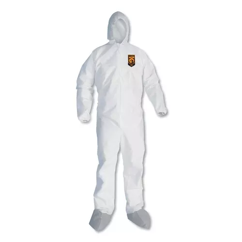 Ansell 48973 A45 Liquid and Particle Protection Surface Prep/Paint Coveralls - Large, White (25/Carton)