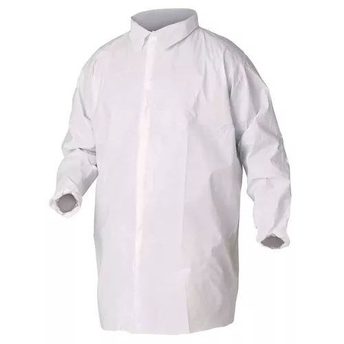 Ansell KCC 44446 A40 Liquid and Particle Protection Lab Coats with Elastic Wrists - Triple Extra Large, White (30/Carton)