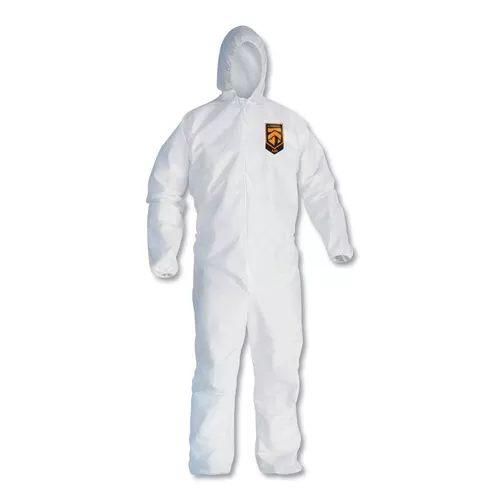 Ansell KCC 46115 A30 Elastic-Back and Cuff Hooded Coveralls - Double Extra Large, White (25/Carton)