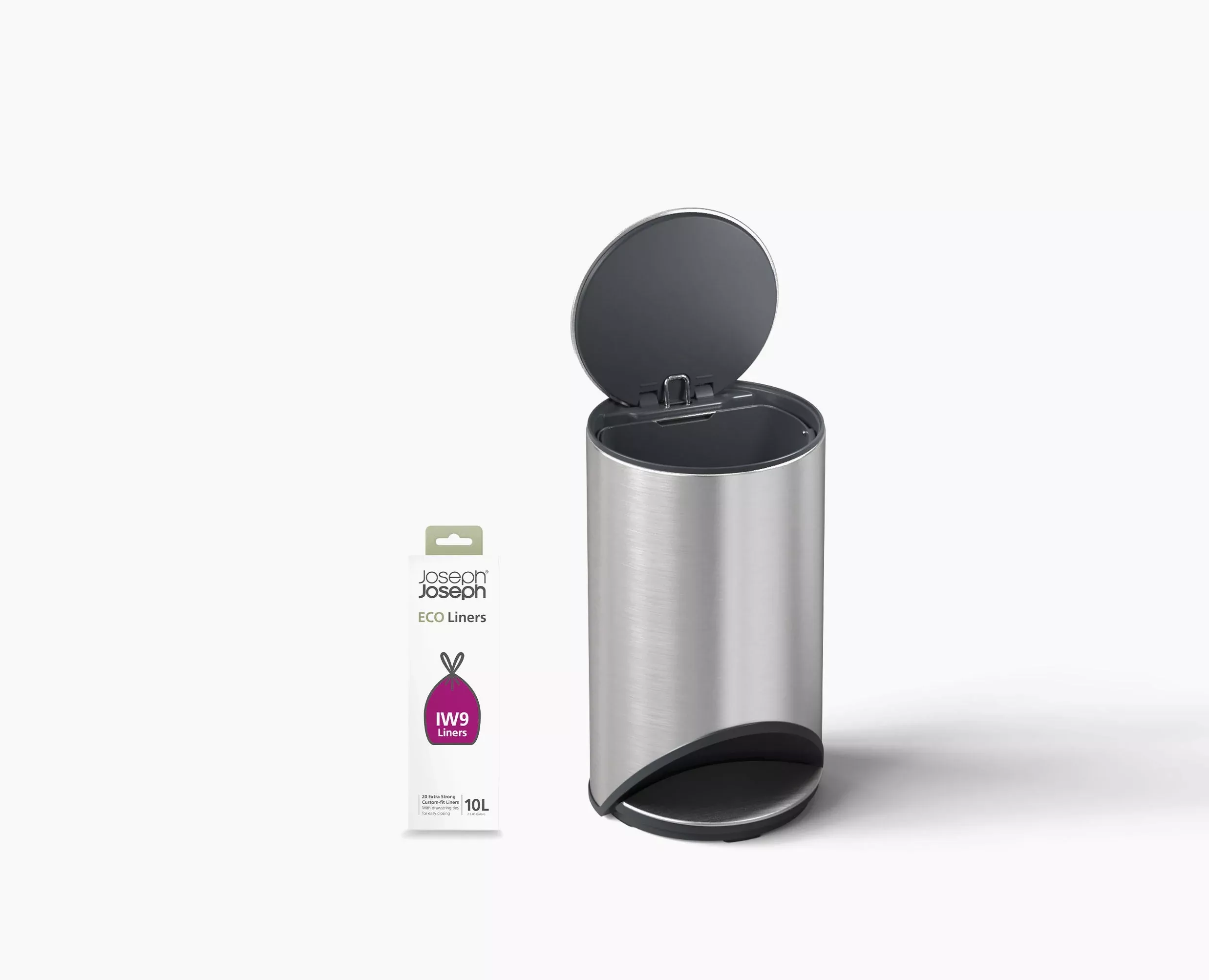 Arc™ 10L Easy-push Stainless-steel Pedal Trash Can Starter Set