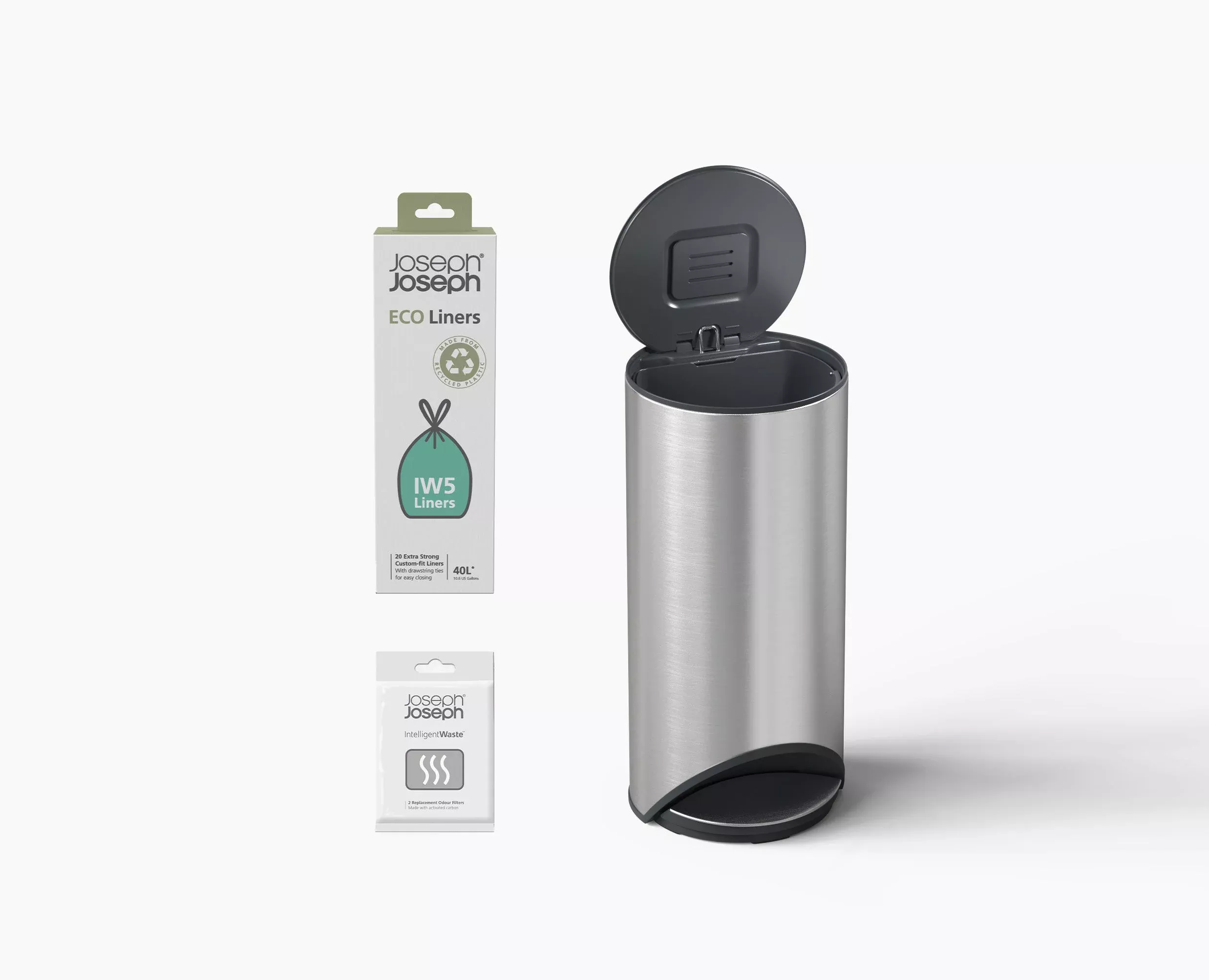 Arc™ 30L Easy-push Stainless-steel Pedal Trash Can Starter Set