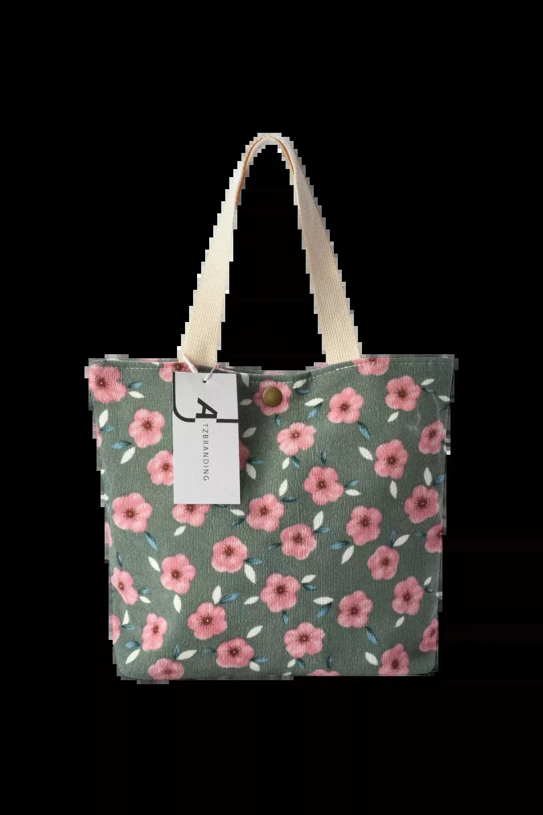 Artistic Floral Corduroy Tote – Sakura