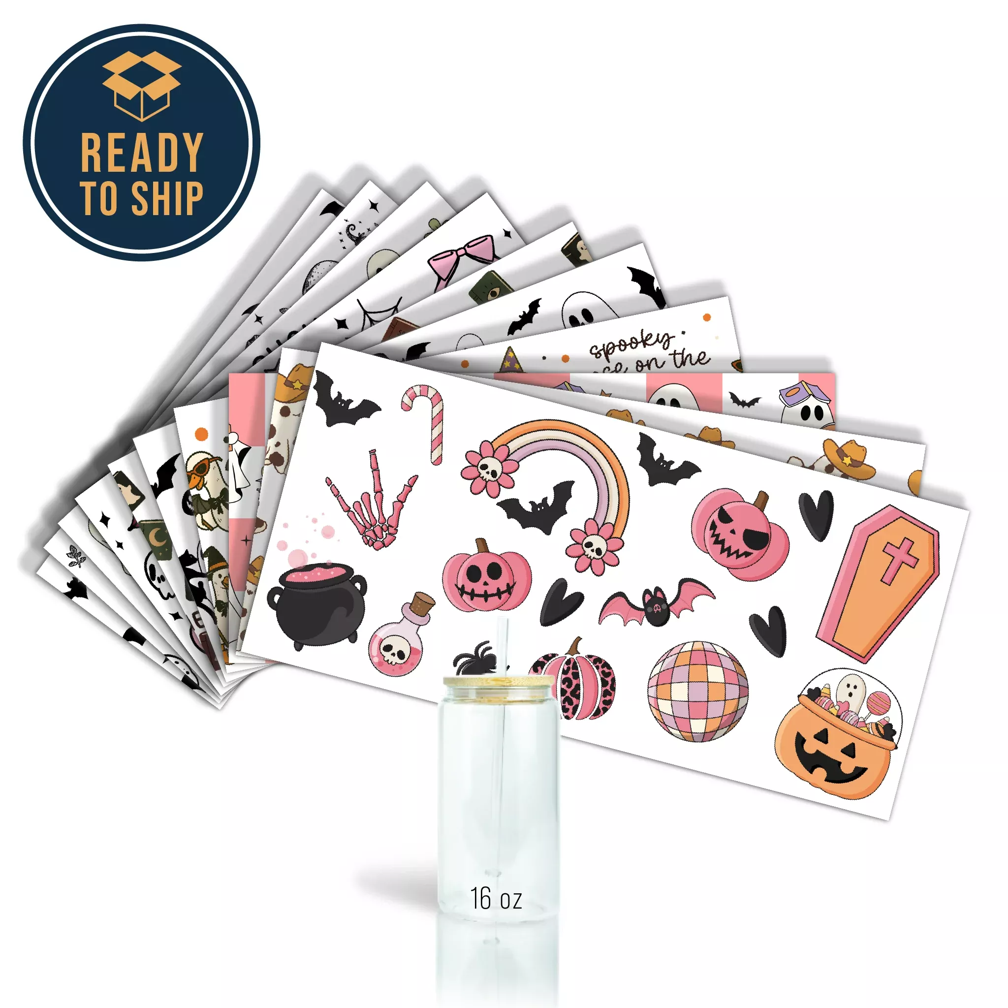 Assorted Ready to Press Sublimation - Spooky Glass Can Wraps