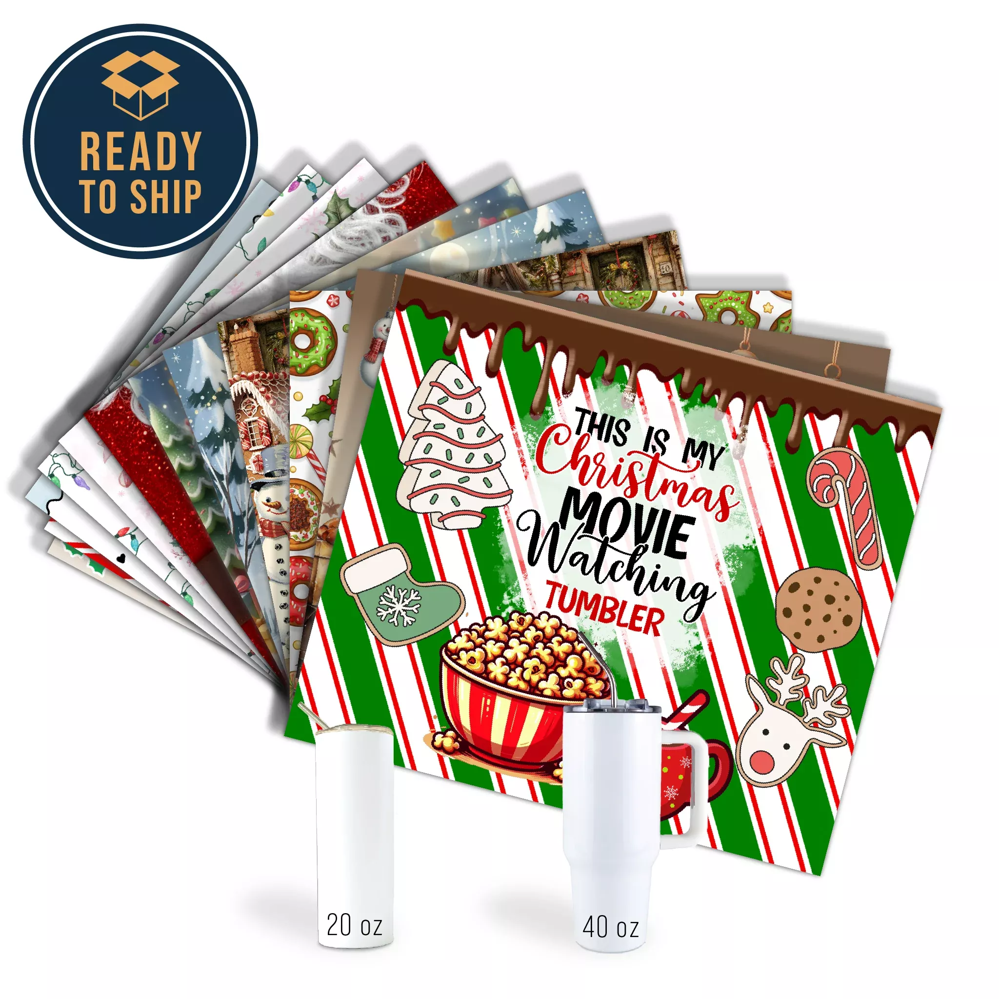 Assorted Ready to Press Sublimation Tumbler Prints (12 Pack) - Holiday 2025