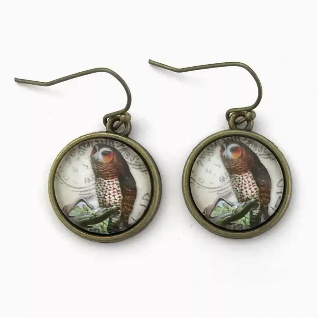 Autumn Owl Pierced Earrings