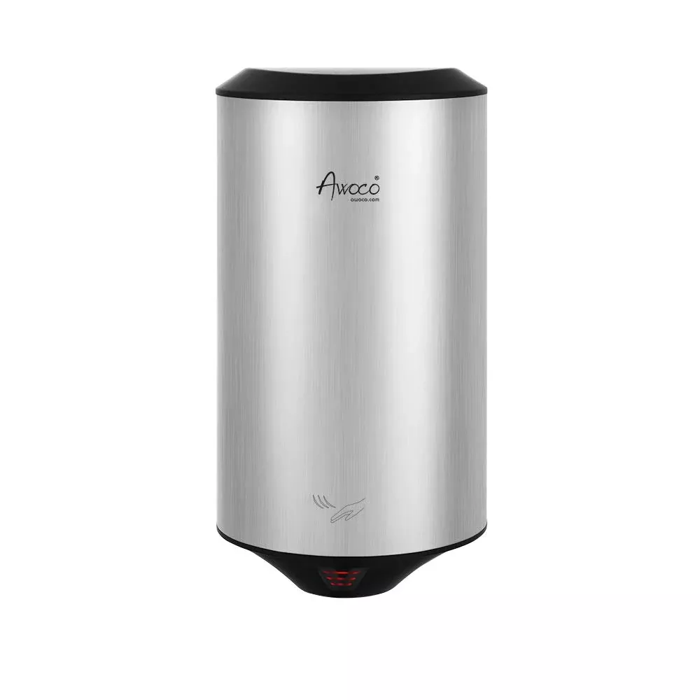 Awoco Round 1350W 120V Stainless Steel Automatic High Speed Commercial Hand Dryer, UL Certified