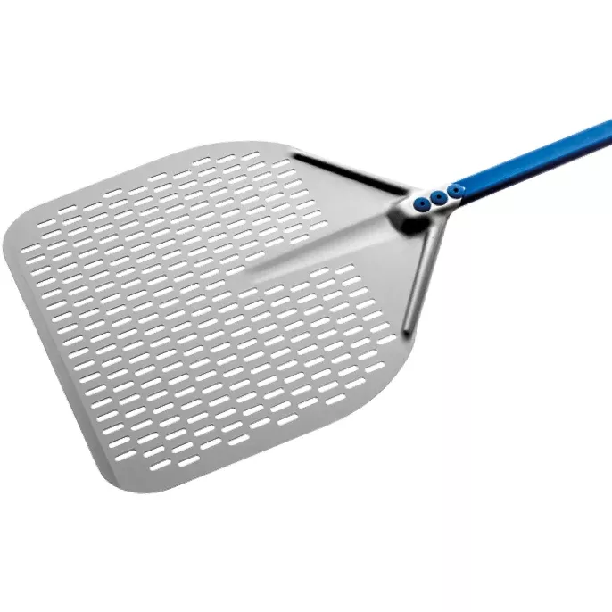Azzurra Aluminum Rectangular Perforated Pizza Peel - 16" Head