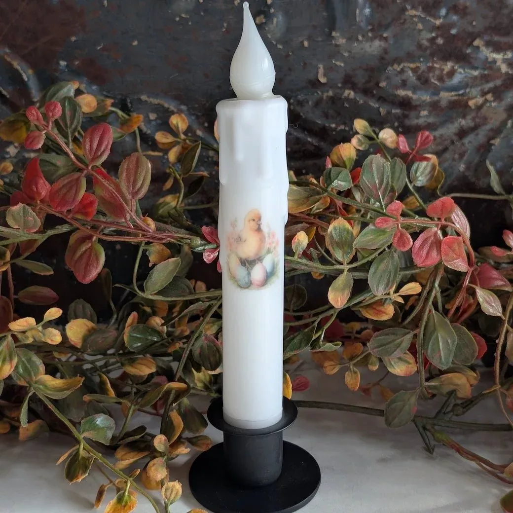 Baby Chick with Easter Eggs LED Battery Taper Candle