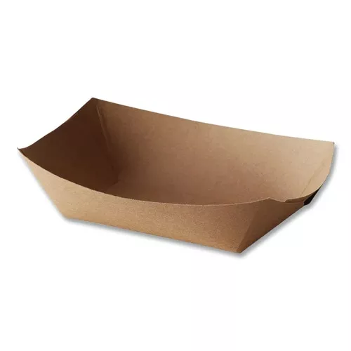 Bagcraft 300699 EcoCraft Paper Food Tray with 3-lb. Capacity - Natural (500/Carton)