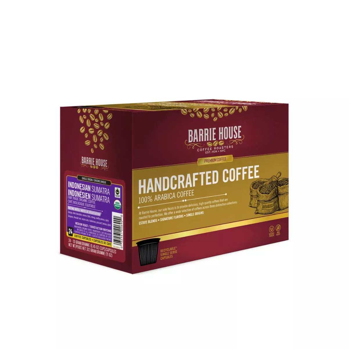 Barrie House Indonesian Sumatra Single-Serve Coffee Pods