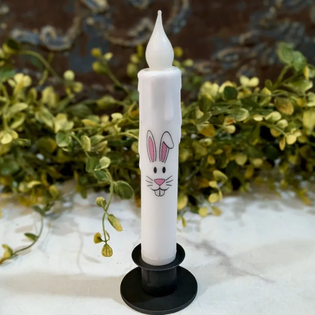 Battery Operated LED Easter Taper Candle w Bunny Face