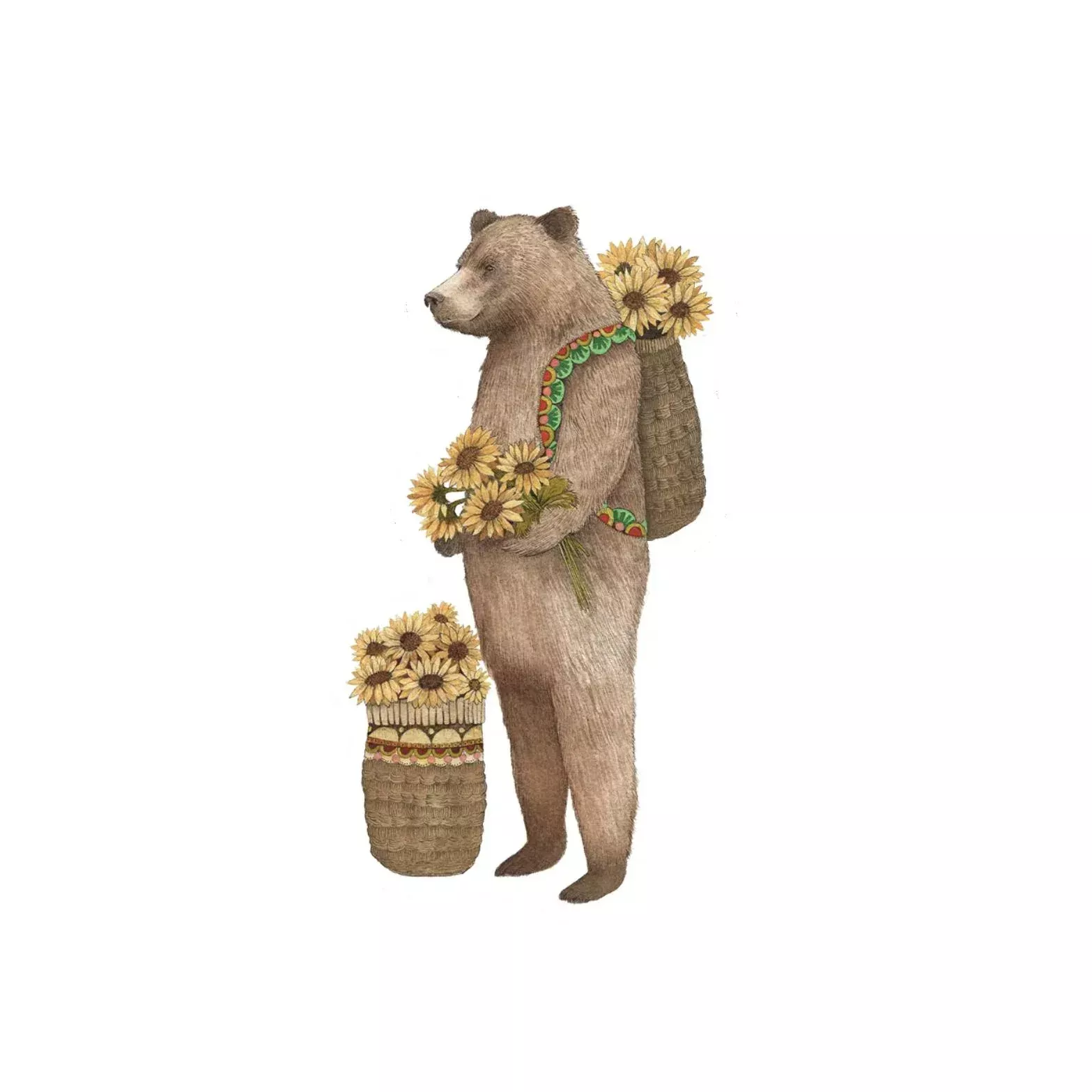 Bear with Sunflowers Sticker