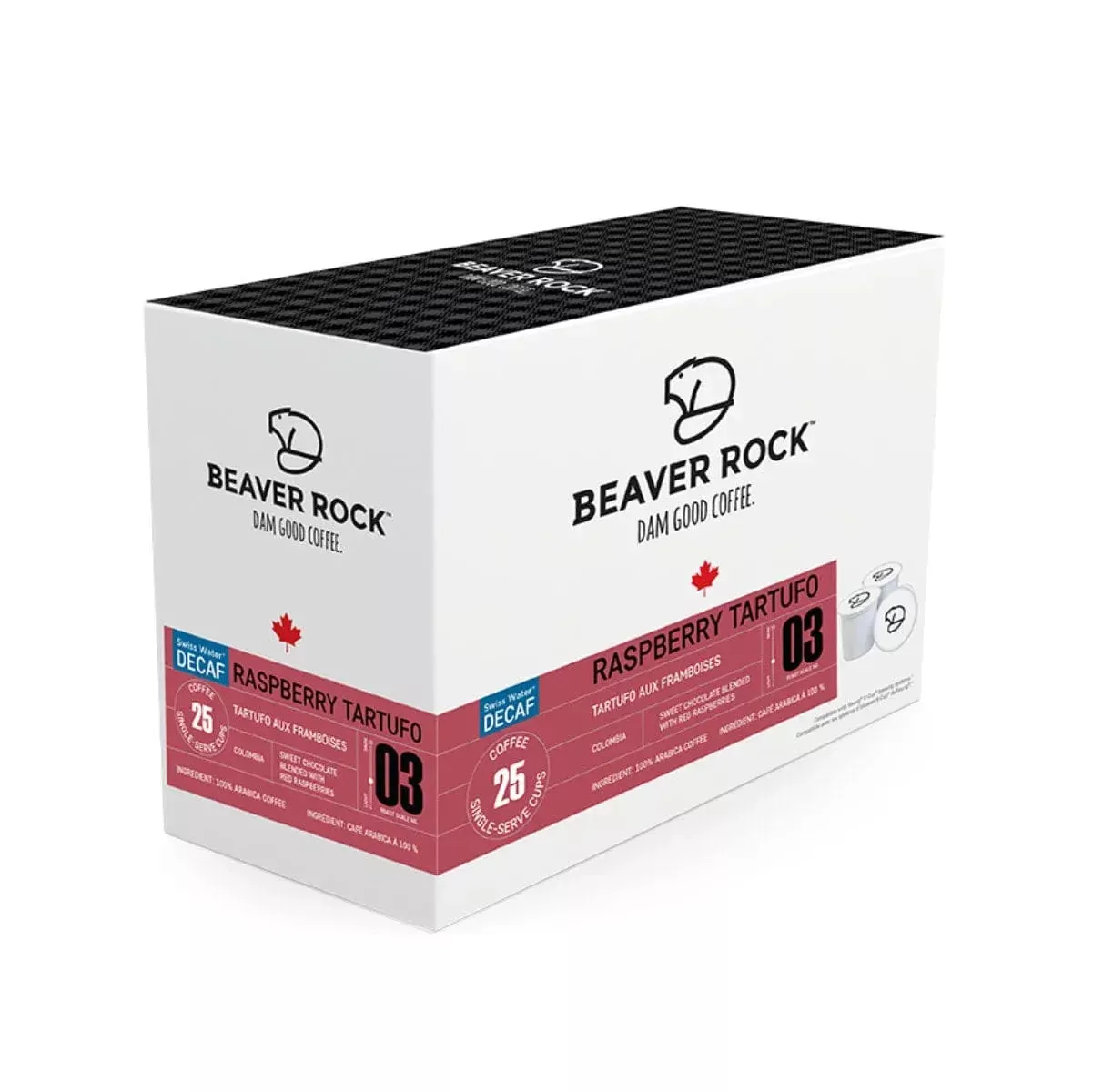 Beaver Rock Raspberry Tartufo Decaf Single-Serve Coffee Pods (Box of 25)