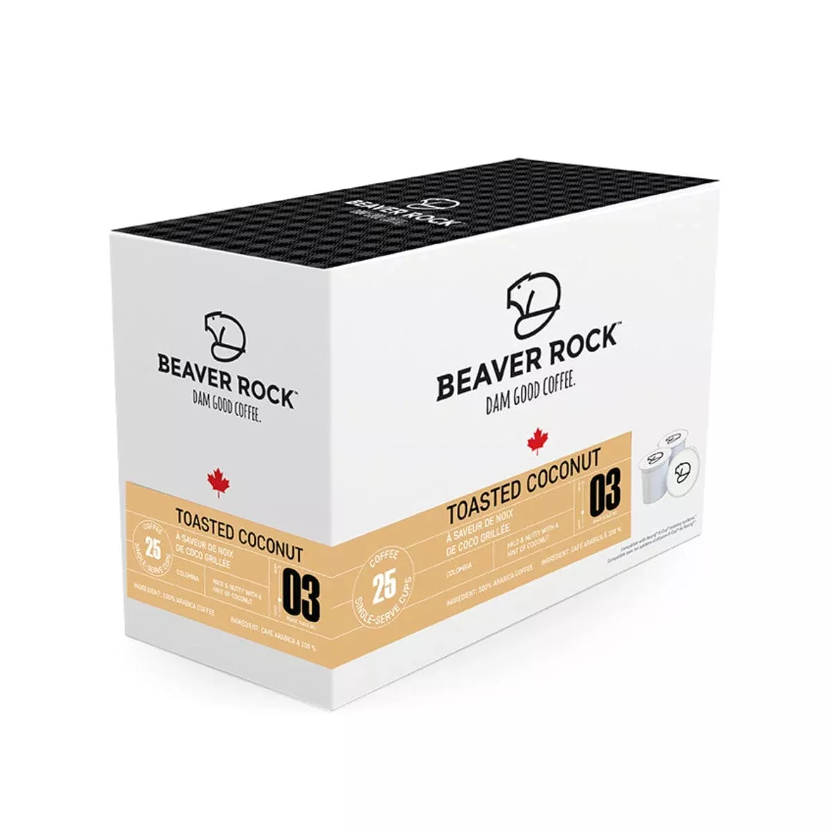 Beaver Rock Toasted Coconut Single-Serve Coffee Pods (Box of 25)