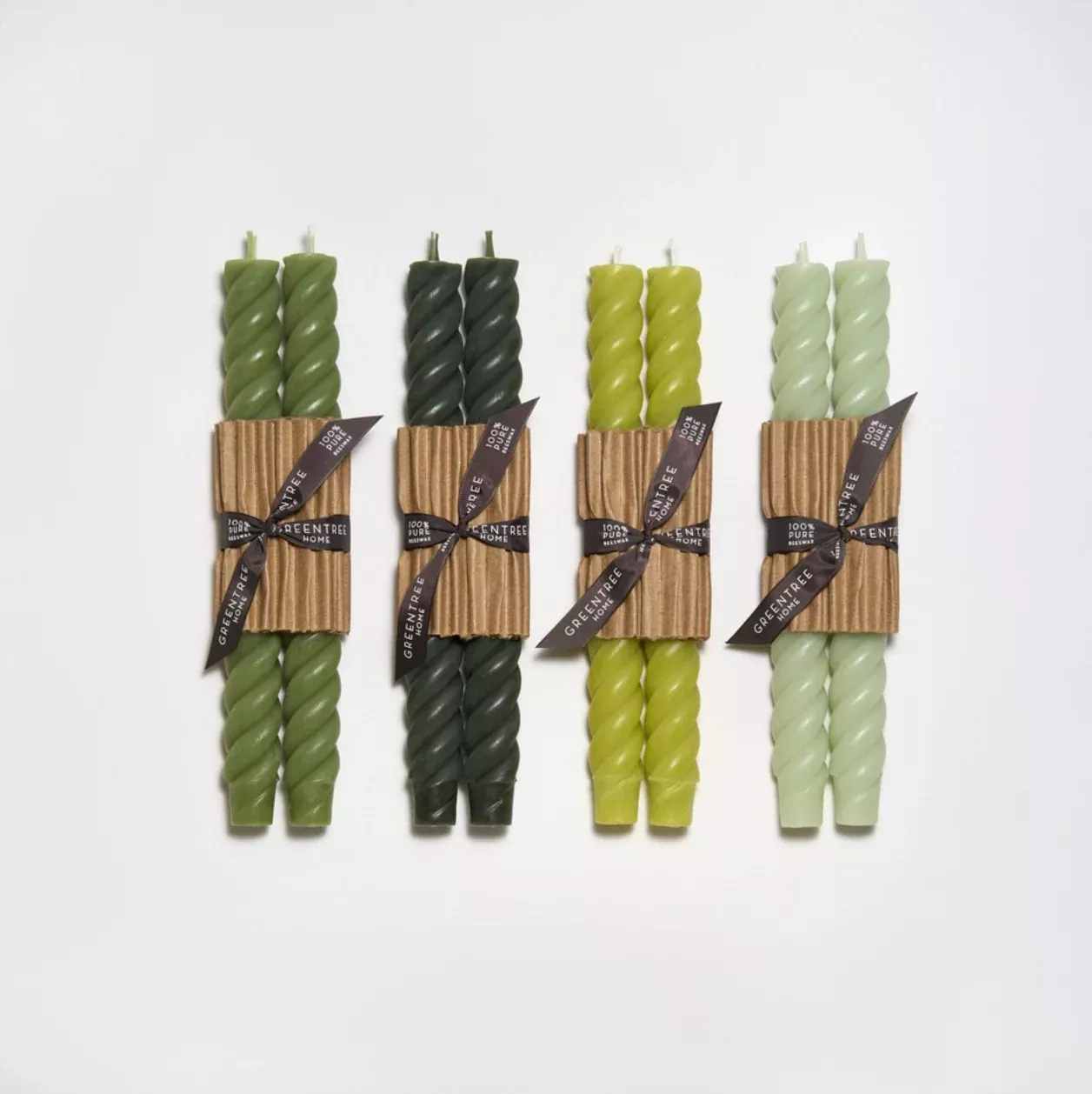 Beeswax 10" Rope Taper Candles - Sage