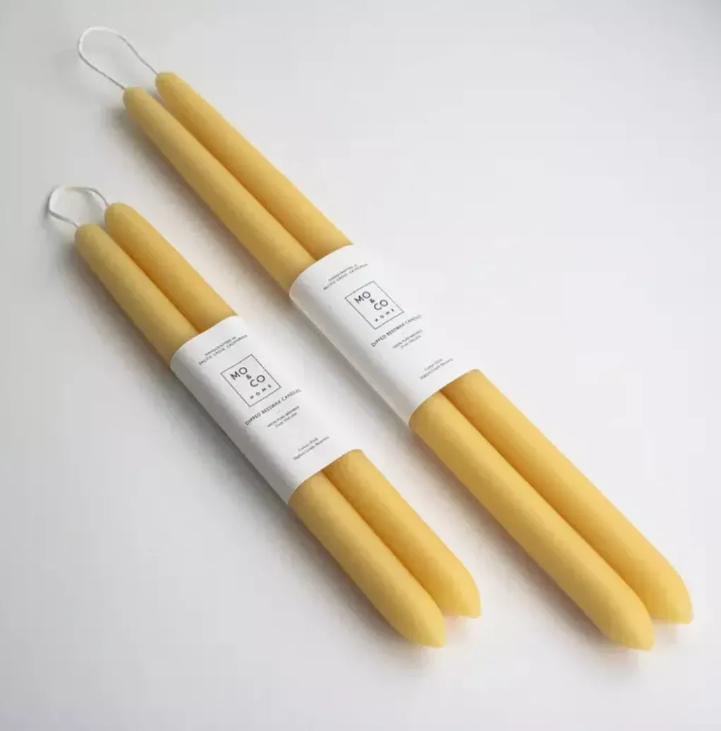 Beeswax Dipped Taper Candles Set of 2 - 14inch
