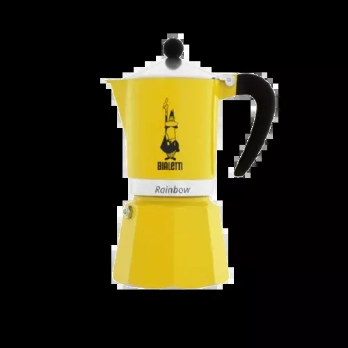 Bialetti Moka Rainbow Stovetop Espresso Maker Yellow - 3 Cup and 6 Cup
