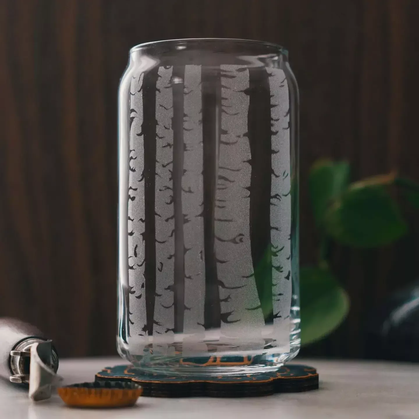 Birch Trees Drinking Glasses Beer Can