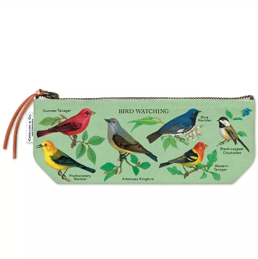 Birdwatching Mini Canvas Zippered Pouch