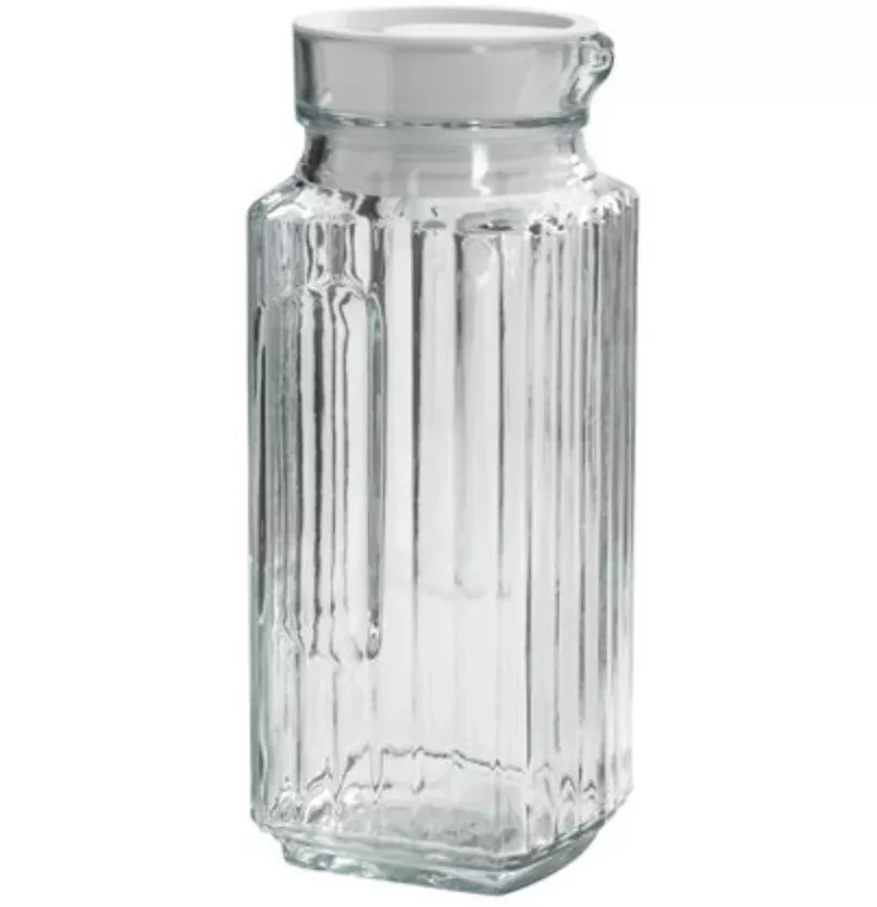 Bistro Pitcher With White Stopper - Clear Glass– 1-QT