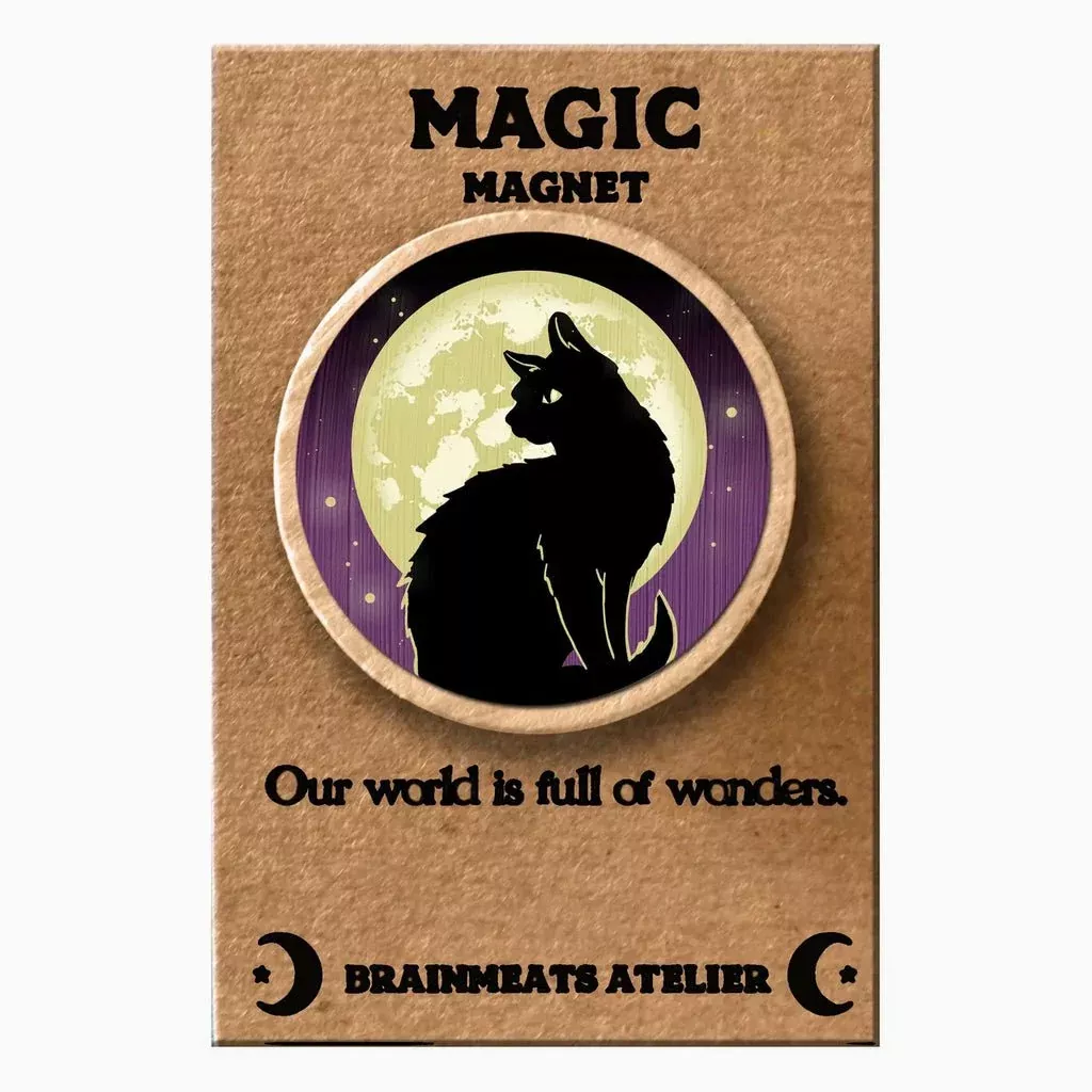 Black Cat Magic Magnet Token for a World Full of Wonder