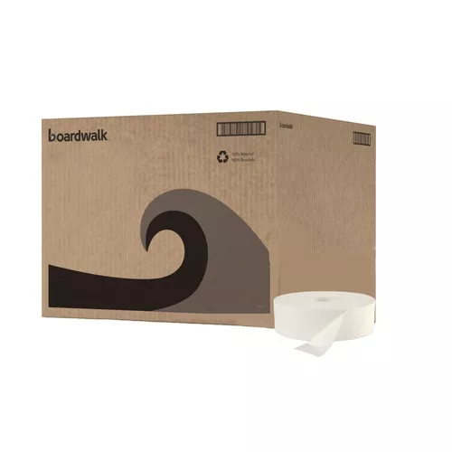 Boardwalk 6102B 3.5 in. x 2000 ft. JRT Septic Safe 2-Ply Bath Tissue - Jumbo, White (6/Carton)