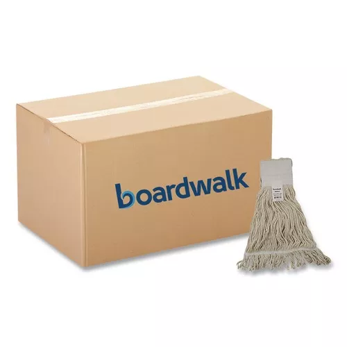 Boardwalk BWK524C 24 oz. Pro Loop Web/Tailband Premium Saddleback Cotton Mop Head - White (12/Carton)
