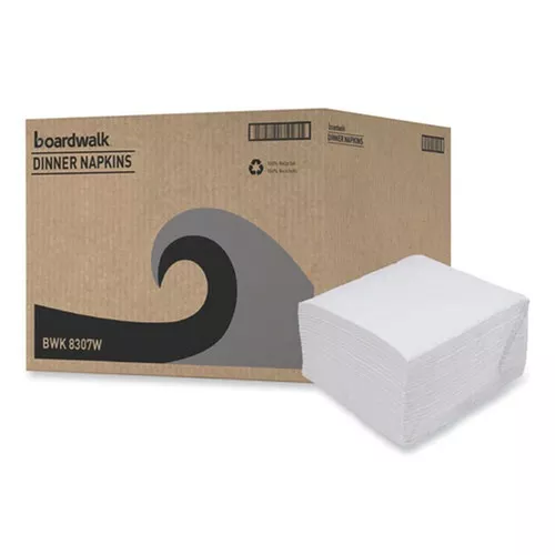 Boardwalk BWK8307 17 in. x 17 in. 1-Ply Dinner Napkin - White (3000/Carton)