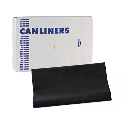 Boardwalk H8647WKK 56 Gallon 1.7 mil 43 in. x 47 in. Flat Pack Linear Low Density Industrial Can Liners - Black (100/Carton)