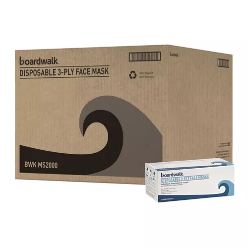 Boardwalk MS2000 3-Ply General Use Face Mask - Blue (2000/Carton)