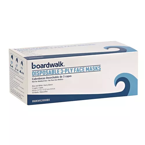 Boardwalk MS2000BX 3-Ply General Use Face Mask - Blue (50/Box)