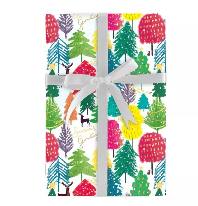 Bold Bright-Trees Christmas Gift Wrap Roll - 30" x 10' Roll –Local Delivery Only