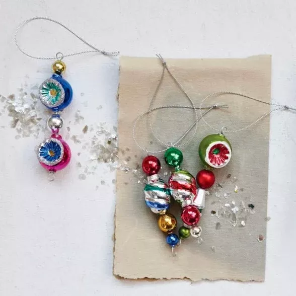 Boxed Set of Four vintage-Style Drop Ornaments with Witches Eye