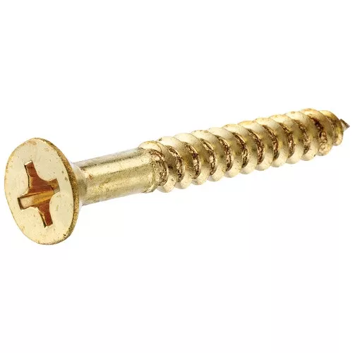 Brass Flat Head Phillips Wood Screw - #4 x 1/2" – 10 Pack