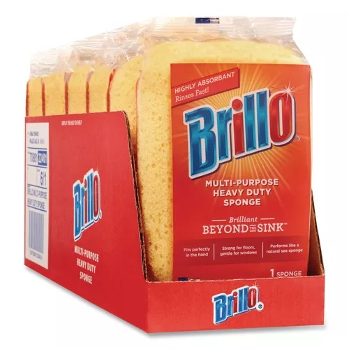 Brillo 22401 4.25 in. x 6.25 in. Multi-Purpose Sponge - Yellow (6/Carton)