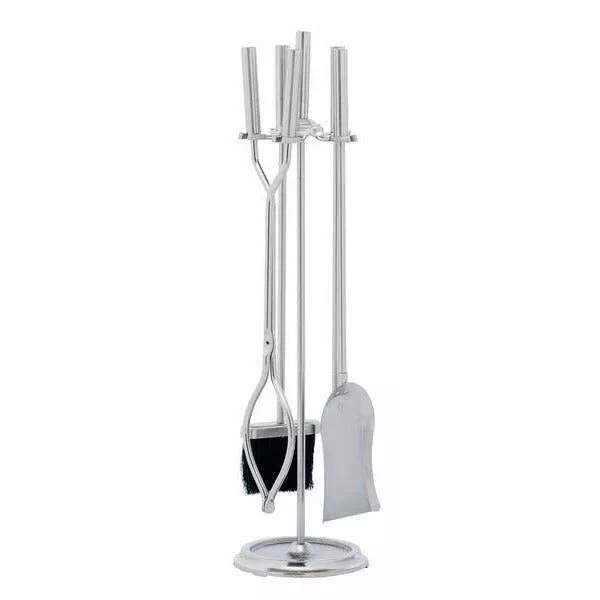 Brushed Steel 4-Piece Fireplace and Hearth Tool Set
