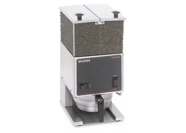 Bunn Low Profile Portion Control Grinder, Stainless Decor with 2 Hoppers, LPG-2E