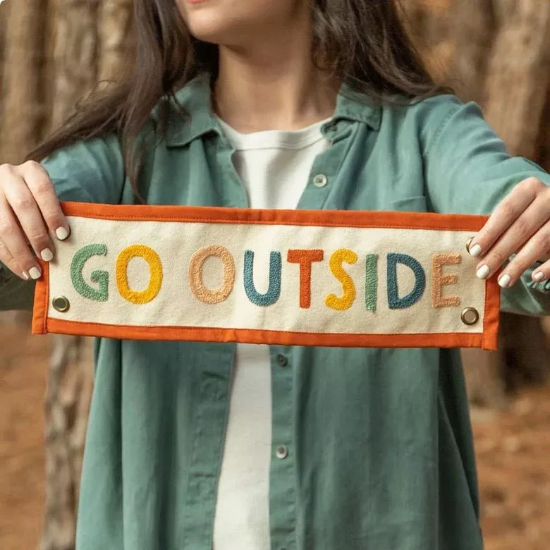 Canvas Embroidered Banner GO OUTSIDE